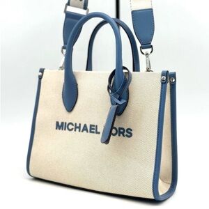 Michael Kors Mirella Small Pebbled Leather Crossbody Bag Denim Blue